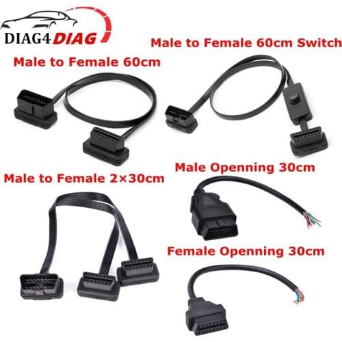 16Pin OBD2 Female Male Extension Opening Cable 30cm 60cm Car OBD 2 Converter Diagnostic Interface OBDII ODB2 Adapter