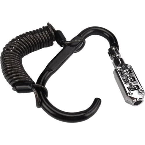 Helmet Locking Carabiner Anti-Theft Bike Motorcycle Helmet Lock with Resettable Code PIN Spring Combination Lock