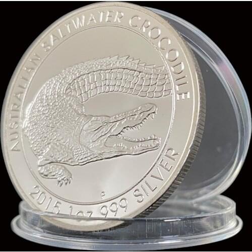 RH Silver Plated African Endangered Wildlife Crocodile Commemorative Coin Challenge Coins Collectibles For Business Gifts