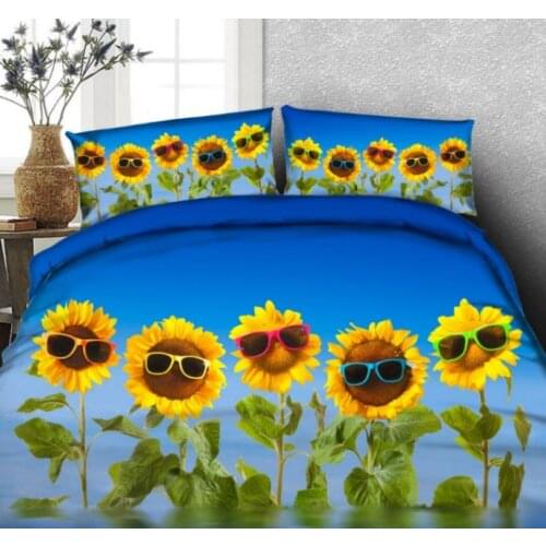 Sunflower Bedding set 3D Cartoon Floral duvet cover bed sheets bed in a bag Queen size California King double twin full 4PCS