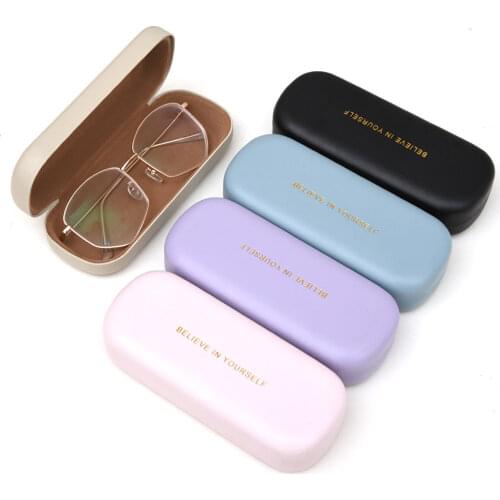 Fashion Simple PU Leather Glasses Metal Square Portable Sunglasses Case Women Men Durable Eyewear Storage Box