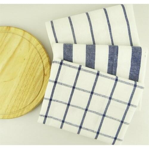 Brief Pastroal Table Napkins High-quality Tea Towels Blue Striped Cotton Plaid Mats Placemats Kitchen Decoration Table Napkin