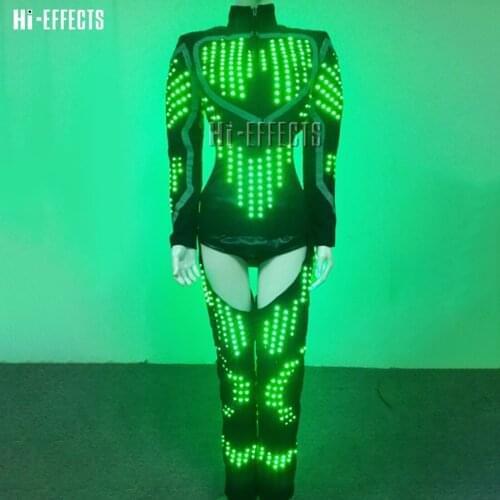 Colorful LED Robot Clothes Luminous Ballroom Women Costume Robot Suit Sexy Lady Dancing Nightclub Robotic Lights Dj Dmx