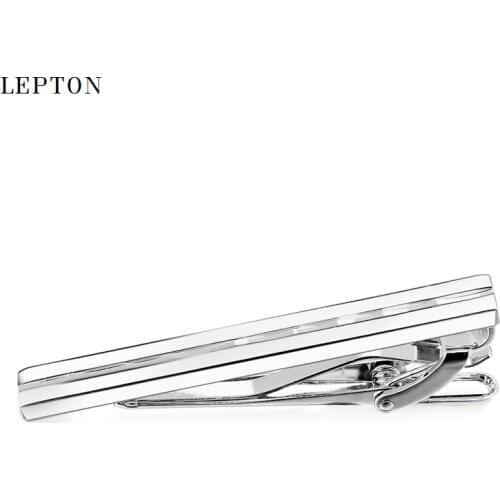 Lepton Business Skinny Tie Clip Pins Silver color Metal Simple Necktie Tie Bar Mens Clasp Accessories For Mens Suit Nice Gift