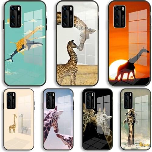 Giraffe kiss Soft Glass Cases For Huawei P40 P30 P20 Pro Lite Plus P30lite P40lite E P Samrt 2020 Luxury Cover