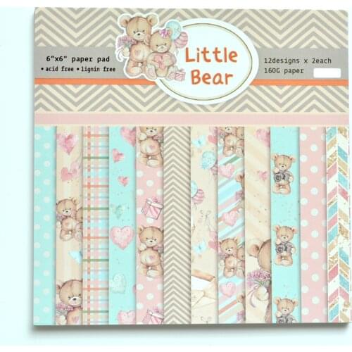 Litte Bear Series Scrapbooking Paper Pack Craft Paper Art Card Card Making 6 inches 24 Sheets /pack