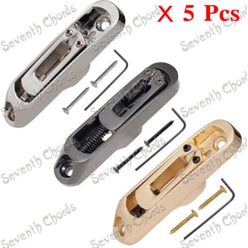 A Set of 5 Pcs Individual Bridge Saddles Tailpiece for 5 String Bass Guitar Replacement parts - Chrome - Black - Gold choose