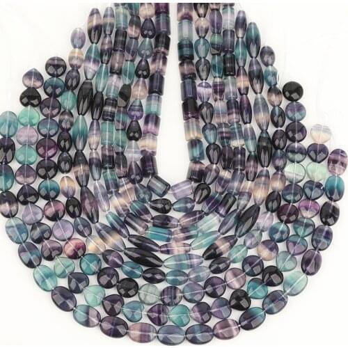 Natural Rainbow Fluorite Nugget Waterdrop Loose Beads Pendant Necklace,Drilled Slab Slice Charms Beads For DIY Bohemia hJewelry