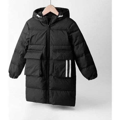 2020 New Fashion Long Childrens Jacket For A Boy Hooded Baby Clothes Girls Cotton Solid Winter Coat For Girls Suit 3-8 Years Old