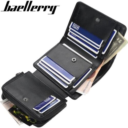 New Leather Men Wallets High Quality Zipper Short Desigh Card Holder Male Purse Vintage Coin Holder Men Wallets