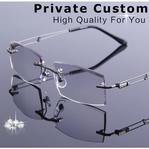 High Quality Rimless Glasses Men Presbyopia Eyeglasses Male Complete Optical Prescription Spectacle For Gradual Focus Glasses