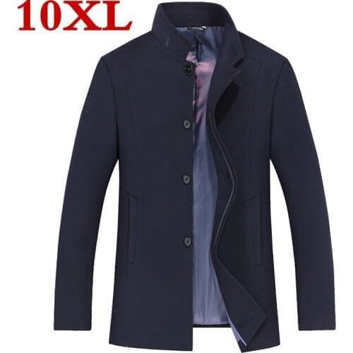 Plus size 10XL 9XL 8XL 7XL 6XL Casual Woolen Coat Mens Wool Coats & Jackets Winter Cashmere Jacket Man Long Section Overcoat