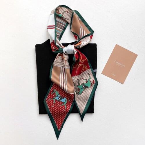 Luxury Brand Female Angled Sharp Houndstooth Warm Long Narrow Small Skinny Neckerchief Knitted Winter Scarf Woman