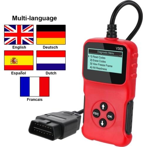V309 OBD2 Code Reader OBD 2 Scanner OBDII Car Diagnostic Tool Plug and Play Digital Display Auto Accessories ELM 327