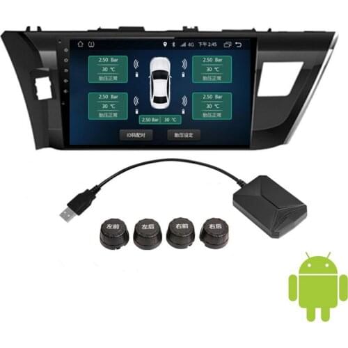 USB Android TPMS Car Tire Pressure Monitoring System Display 4 Internal external Sensors Navigation Tyre Alarm