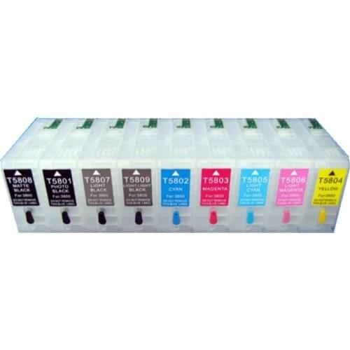 T5801-T5809 T5811-T5819 T5891-T5899 Empty Refillable Ink Cartridge with chip For Epson Stylus Pro 3800 3880 3890 3850 80ML/PC