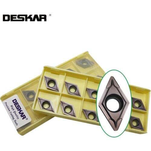 10PCS DESKAR DCMT11T304 DCMT11T308 DCMT070204 LF6018 Carbide Inserts CNC lathe Turning Tools For Stainless Steel