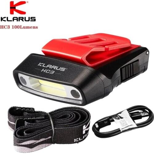 Klarus HC3 Intelligent Headlamp Visor Clip Motionsensing Lamp 100LM USB Rechargeable Flashlight For Night Fishing,Hiking,Jogging