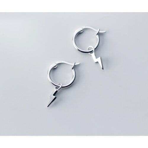 MloveAcc 100% 925 Sterling Silver Simple Jewelry Earrings Lightning Fashion Hoop Earrings Jewelry for Women Girls Party Gift