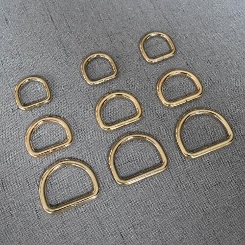 100 Pcs/Lot 15mm 20mm 25mm Golden Metal D Ring Use For DIY Bag Strap Belt Handle Shoulder Webbing Leather Craft Accessories