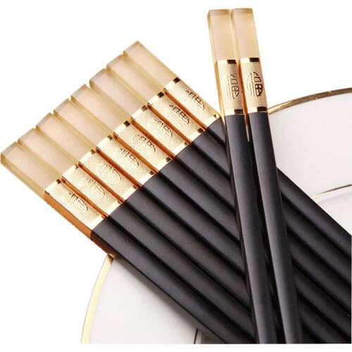 1 pair of Chinese chopsticks with amber alloy head design as a gift ramen restaurant food stick buy 10 pairs with a gift box