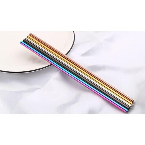 1PC Hot Sale Rainbow Color Stainless Steel Straw Set Mirror Polished Sucker Beverages Curved Straw Drinks Straight Straw PB 002