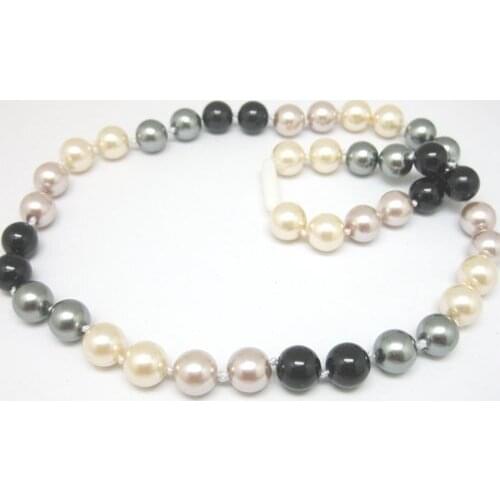 Pretty 10mm multicolor simulated-pearl shell round beads chian necklaces rope necklace high quality jewelry making 17inch F307PE