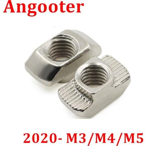 100pcs 50pcs 20 series M3 M4 M5 nickel plated T nut Hammer Head Fasten Nut for aluminum extrusion profile 2020 series slot 6mm