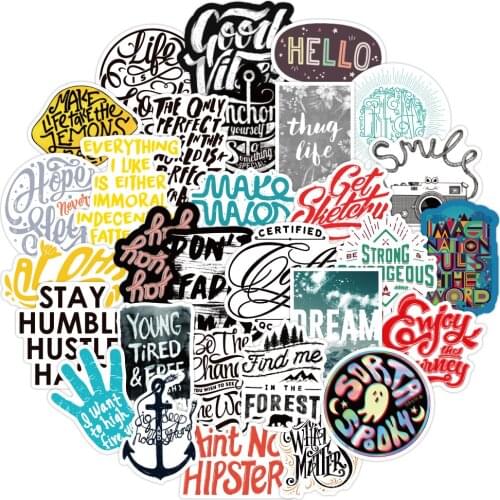 100PCS Typography Graffiti Waterproof Stickers For Motorcycle Helmet Laptop Luggage Decals Sticker Toy