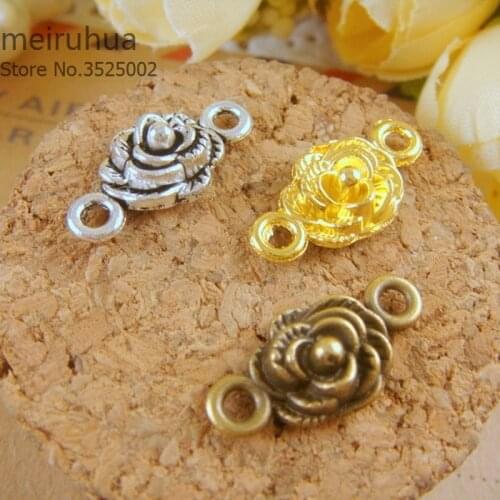 20 pieces / lot 9*18mm Alloy Findings,charm pendants,Antiqued style bronze tone Connect flowers