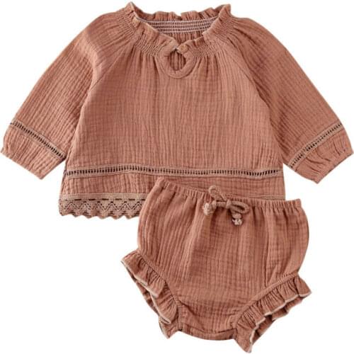 2020 Baby Spring Autumn Clothing Toddler Baby Girl Long Sleeve Tops T-shirt Ruffle Shorts Pants Clothes Tracksuit