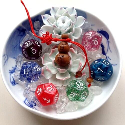 3pcs/Set Multicolor 12 Sided Divination Resin Dice Astrology Tarot Constellation