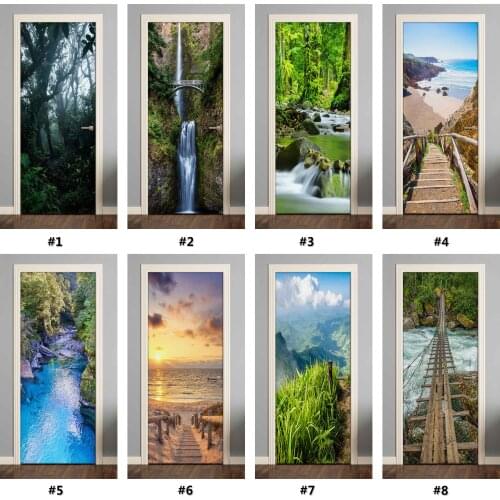 3D Door Sticker Landscape Waterproof Wallpaper for Doors Living Room Bedroom Poster DIY Mural Decals Home Decor deursticker
