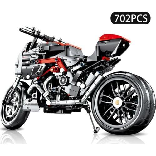 702Pcs DIY Technic Motorcycle Bike Bricks Building Blocks Compatible With City Classic Educational Toys For Children Boys Gifts