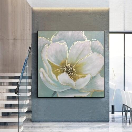 Abstract Flower Canvas Painting Green Wall Art Pictures For Living Room Home Wall Decoration Acrylic Texture