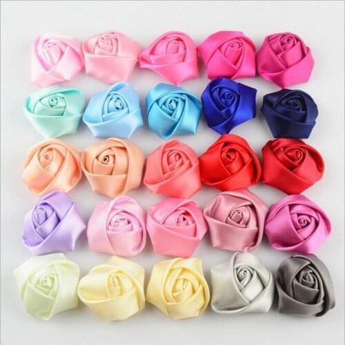 Cheap 200Pcs/lot DIY Hand Made DIA 2.5CM Satin Rose Artificial Ribbon Flower For Make Bridal Bridesmaid Wedding Bouquet Decor