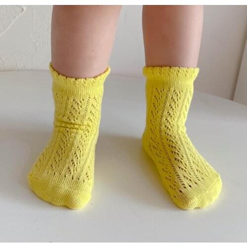 3 Pairs Lot Kids Long Socks Children Toddler Girls Boys Summer Cotton Mesh Cute White School Lace Sock Kawaii Baby Accessories