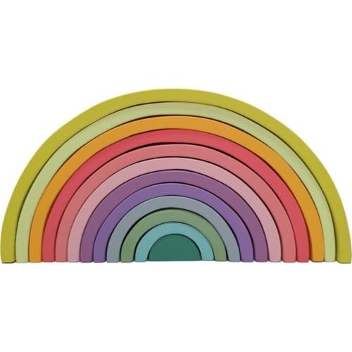 Baby large rainbow stacker stacking Waldorf games kids creative building blocks Montessori educational wooden toy