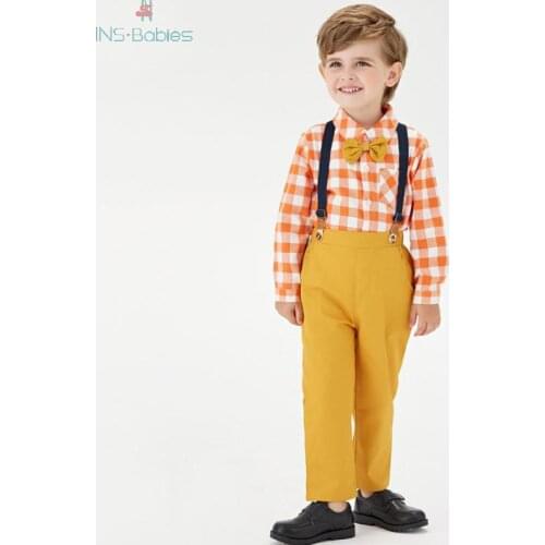 New Plaid Style Children sets for boys Autumn baby boy clothes 12m-5y Long Sleeve Shirt+pants 2pcs sets for kids Fashion infants