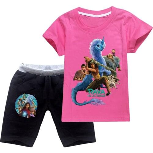 Girls Raya and The Last Dragon Toddler Boy Clothes Summer Cotton Short Sleeve T-Shirt + Shorts Cosplay Costume Tops Pants Set