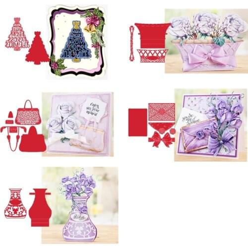 Featured Handicrafts Christmas Tree Flower Basket Handbag Metal Cutting Dies For DIY Scrapbooking Album Paper Cards New 2019