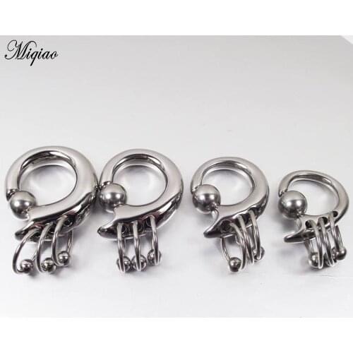 Miqiao 1pcs Fashion New Punk Titanium Steel 3 Chain Ears 3mm-6mm Exquisite Piercing Jewelry