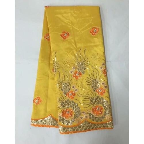 Fashion Real Silk Beaded Sequined African George Lace Fabric With Blouse Sequins For Women Dress Embroidery Lace Fabric Wedding