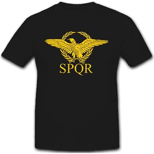 SPQR Roman Legion Men T Shirt Eagle Pennant Crest Senatus Popu Lusque Romanus Senate and People of Rome Shirts