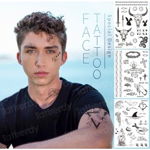 Tatoo tribal boys men temporary tattoo face neck fake henna stickers face festival symbols tattoo triangle geometric designs