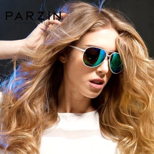 PARZIN Polarzied Sunglasses Men Women Brand Designer Unisex Pilot Sunglasses Alloy Frame Mirror Lens Driving Male Sun Glasses