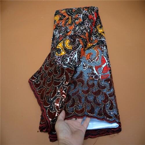 Nigerian Velvet Lace Fabrics High Quality African Sequins Lace Fabric for Wedding Materials French Tulle Lace FLP-1180 (1)