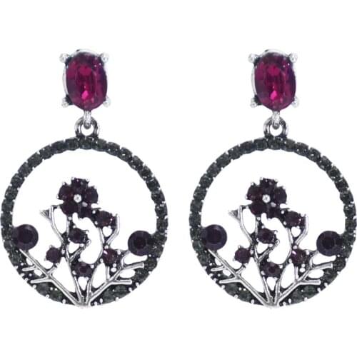 New Retro Literary Rhinestone-studded Flower Earrings For Women Palace Style Classical Cheongsam All-match Earrings Jewelry