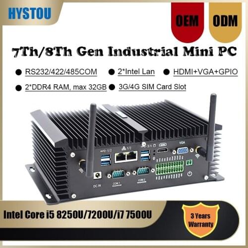 8Th Gen Minipc Core i5 8250U RS232/485 COM 2 intel NUC Industrial PC i7 7500u Personal Desktop Computer VGA HDMI HTPC i5 7200U