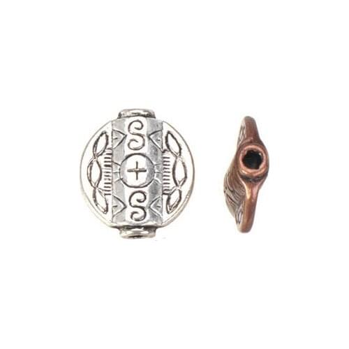 Flat beads tube charms bracelets diy customize jewelry components round cross s nation vintage engraved silver metal 18mm 20pcs